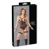 Cottelli Bondage - Zwarte body met metalen ring en polsboeien - XL