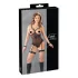 Cottelli Bondage - body met metalen ringen en polsboeien - zwart - XL