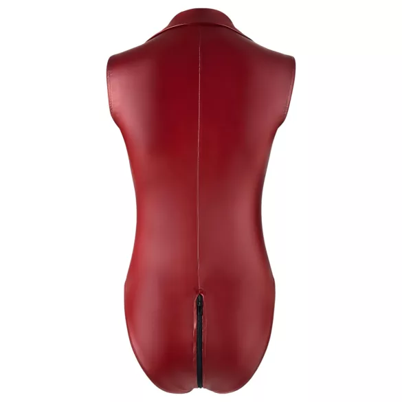 Cottelli Party - glanzende, mouwloze body met ritssluiting (rood) - L