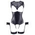 Cottelli Bondage - Glanzend open body en polsboeien (zwart) - L