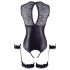 Cottelli Bondage - Glanzend open body en polsboeien (zwart) - L