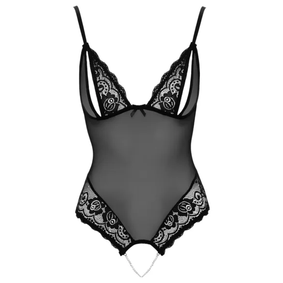Cottelli - open body - kant en parels - zwart - M