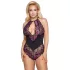 Cottelli Plus Size - bloemen body - zwart/paars