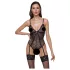 Cottelli - open body met jarretelles en kant - zwart - L
