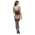 Cottelli - open body met jarretelles en kant - zwart - L