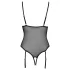 Cottelli - open body met jarretelles en kant - zwart - L