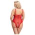 Cottelli Curves - doorschijnende kanten body (rood) - 2XL
