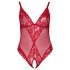 Cottelli Curves - doorschijnende kanten body (rood) - 2XL