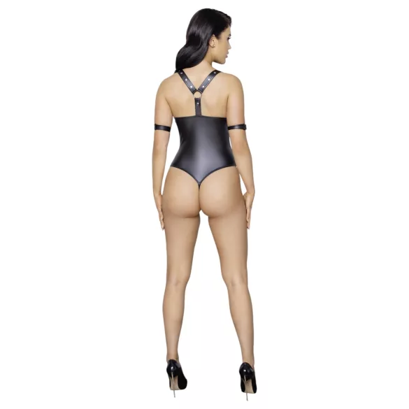 Cottelli Bondage - open body met ringen - glanzend zwart