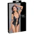 Cottelli Bondage - open body met ringen - glanzend zwart - M