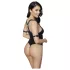 Cottelli Bondage - open body met ringen - glanzend zwart - M