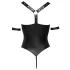 Cottelli Bondage - open body met ringen - glanzend zwart - M