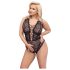 Cottelli Curves - plus size body - transparant met patroon - zwart - 90D/XL
