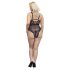 Cottelli Curves - plus size body - transparant met patroon - zwart - 90D/XL