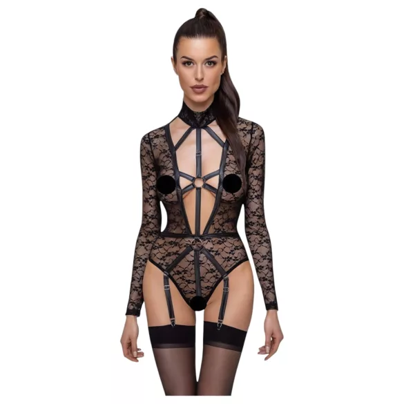 Cottelli - transparant body met bandjes - zwart - M