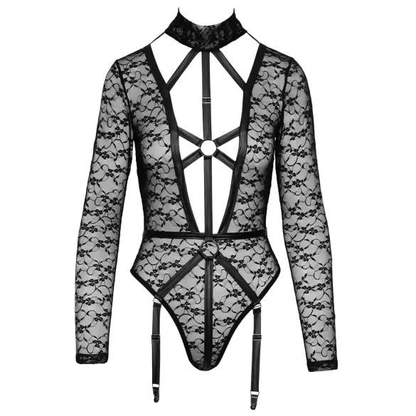 Cottelli - transparant body met bandjes - zwart - M