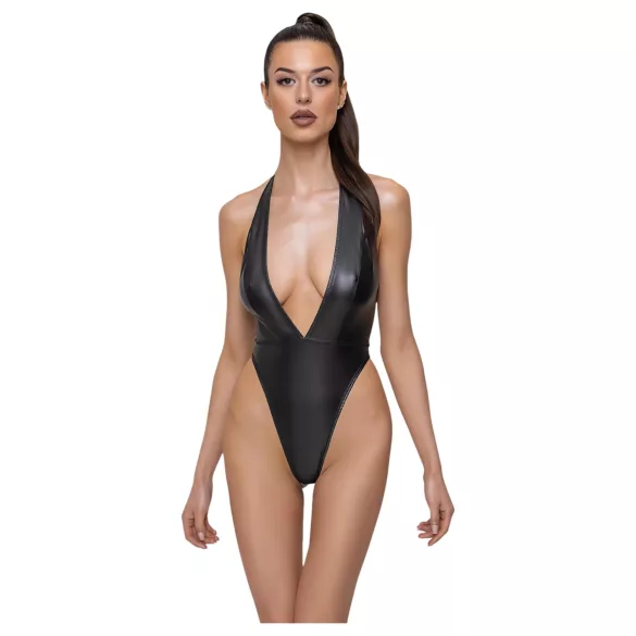 Cottelli Party - body met halsband - glanzend - zwart