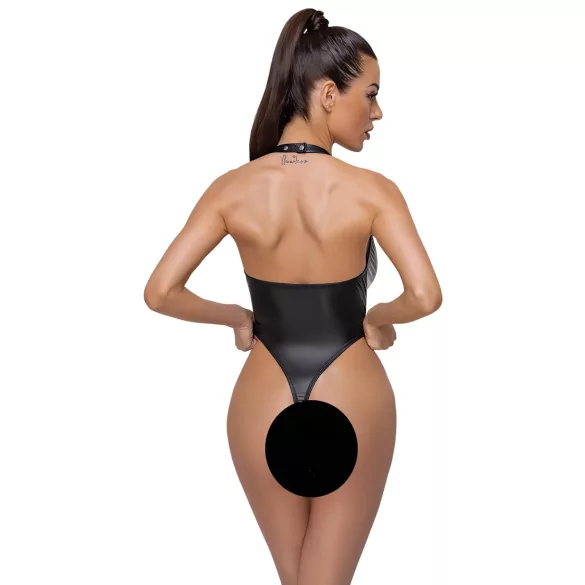 Cottelli Party - body met halsband - glanzend - zwart - M