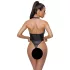 Cottelli Party - body met halsband - glanzend - zwart - M