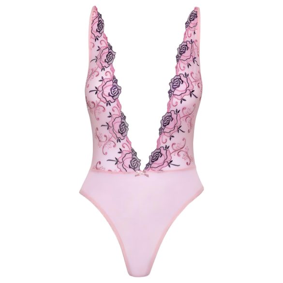 Kissable - body met geborduurde rozen - roze - L/XL