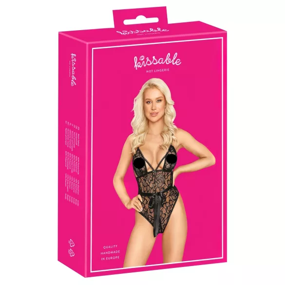 Kissable - kanten body (zwart)