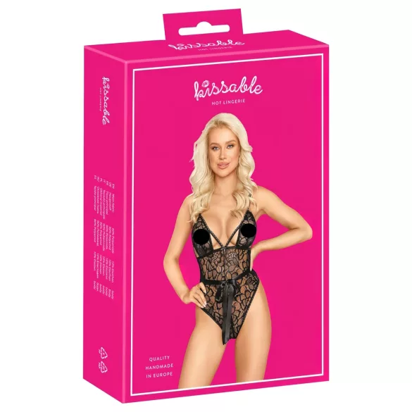 Kissable - kanten body (zwart)