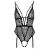 Cottelli - open body met bandjes en jarretels - zwart - XL