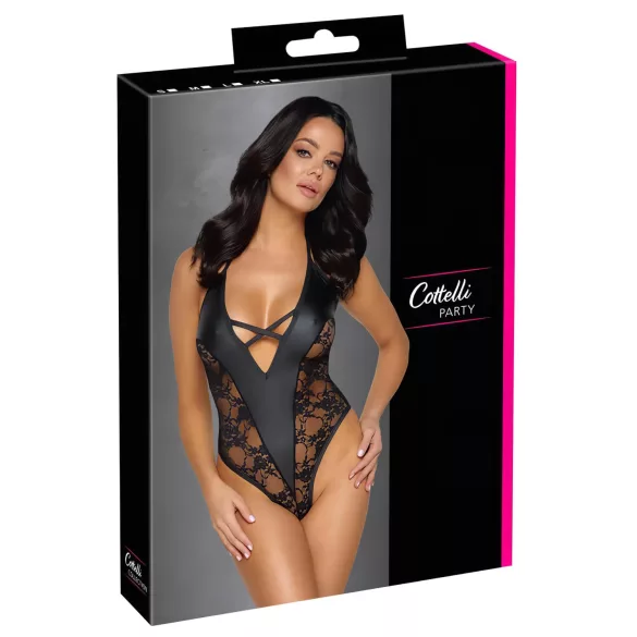 Cottelli Party - body met bloemenprint - zwart - XL