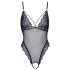 Cottelli - geborduurde open kanten body (zwart-paars) - L