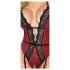 Abierta Fina - open body met jarretels - zwart/rood - lingerie