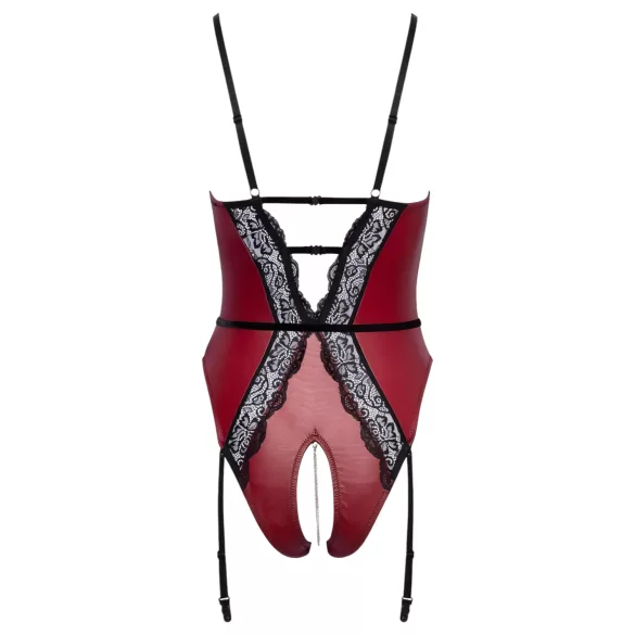 Abierta Fina - open body met jarretels - zwart/rood - lingerie
