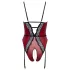 Abierta Fina - open body met jarretels - zwart/rood - lingerie
