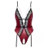 Abierta Fina - open body met jarretels - zwart/rood - lingerie - M