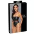 Cottelli Bondage - glanzende body + arm- en halsfixatie (zwart)