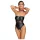 Cottelli Bondage - glanzende body + arm- en halsfixatie (zwart) - M