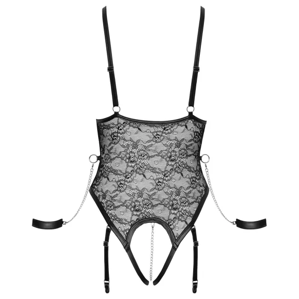Cottelli Bondage - open body met boeien - zwart