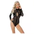 Noir - luipaardprint lange mouwen body (zwart)