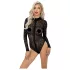 Noir - luipaardprint lange mouwen body (zwart)