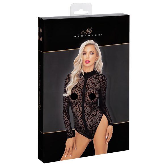 / Noir - luipaardprint, lange mouwen body (zwart) - M