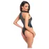 Noir - glanzende body met halternek (zwart) - XL