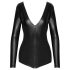 Noir - dames body - lange mouw - glanzend zwart