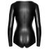 Noir - dames body - lange mouw - glanzend zwart