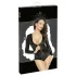 Noir - dames body - lange mouw - glanzend zwart - L