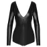 Noir - dames body - lange mouw - glanzend zwart - L