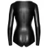 Noir - dames body - lange mouw - glanzend zwart - XL