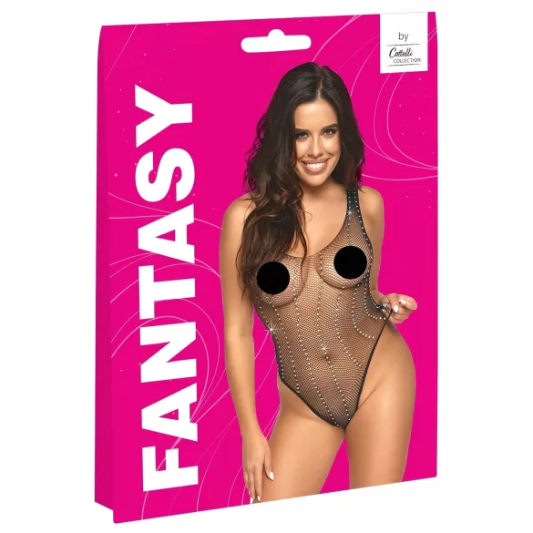 Cottelli - net body met strass steentjes - zwart - S-L