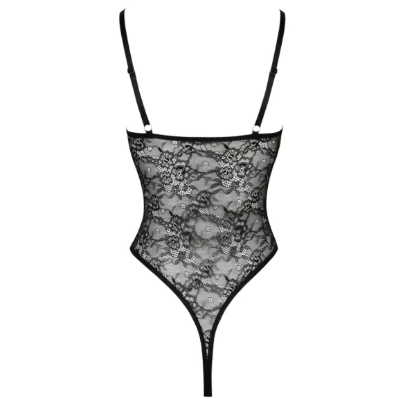 Cottelli - transparant open kanten body - zwart - L
