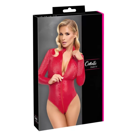 Cottelli - body lingerie - slangenprint - rood - M