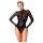 Noir - bodysuit - transparant inzetstuk - glanzend zwart - M