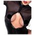 Noir - bodysuit - transparant inzetstuk - glanzend zwart - M